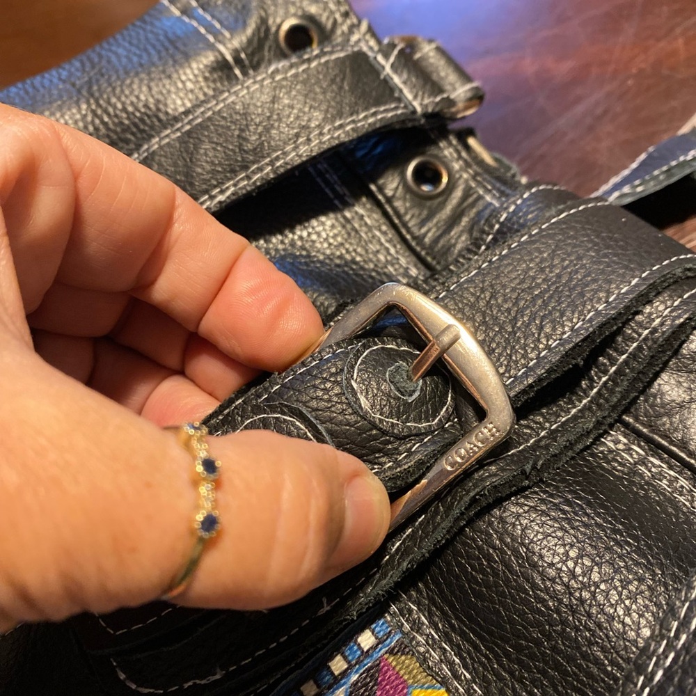 Upcycled Coach Satchel washed and leather added. - Picture 14 of 16